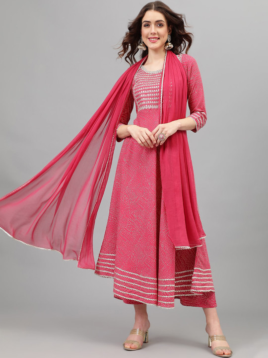 Khushal K Ethnic Motifs Printed Kurta & Palazzos With Dupatta